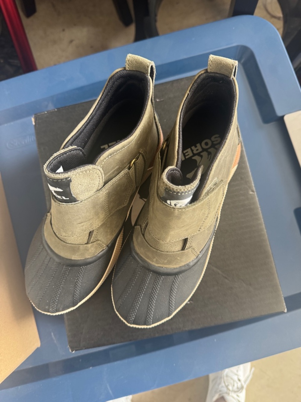 Sorel Out N About Strap WP Boots Olive/Black Waterproof Women’s 7 - Picture 4 of 5